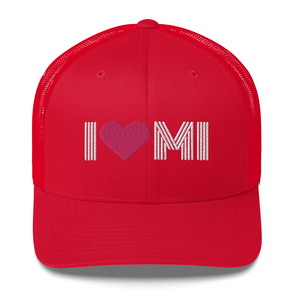 Michigan 'I ❤️ MI' Trucker Hat (Metalpress Font)