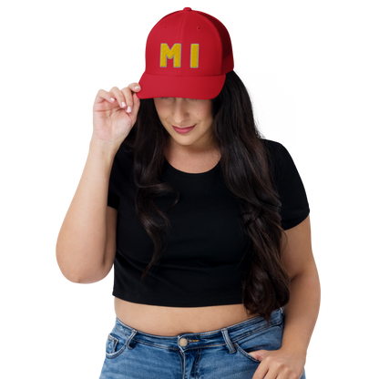 Michigan 'MI' Trucker Hat (1940s Baseball Font) | Gold Embroidery