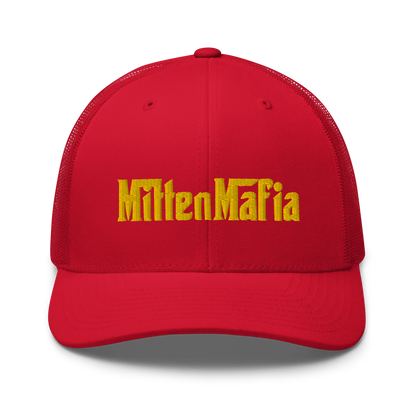 Michigan 'MittenMafia' Trucker Hat (Gangster Font) | Gold Embroidery