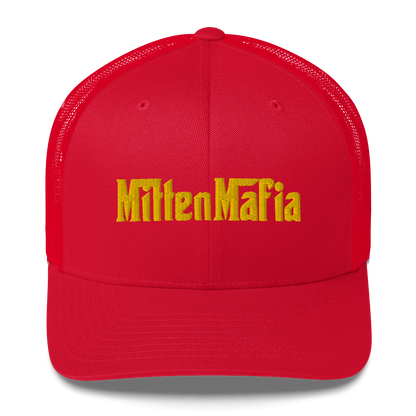 Michigan 'MittenMafia' Trucker Hat (Gangster Font) | Gold Embroidery