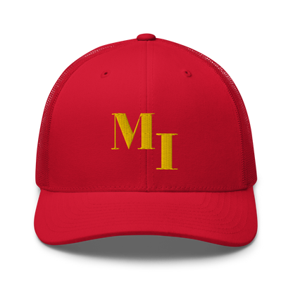 Michigan 'MI' Trucker Hat (Didone Logotype) | Gold Embroidery