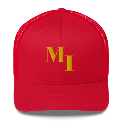 Michigan 'MI' Trucker Hat (Didone Logotype) | Gold Embroidery