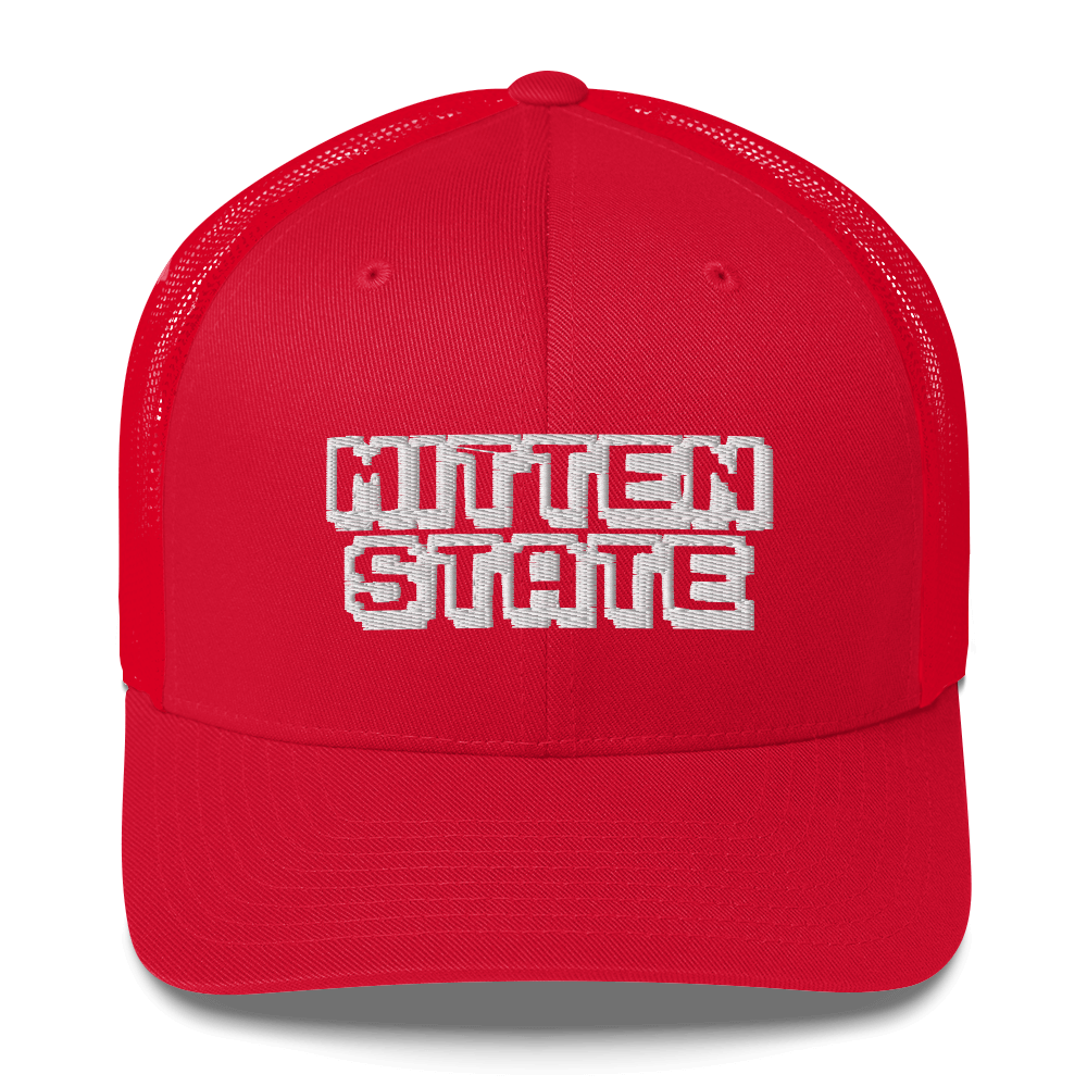 Michigan 'Mitten State' Trucker Hat (Arcade Font)