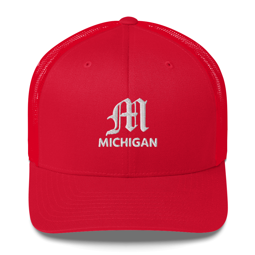 'Michigan' Trucker Hat (w/ Old English 'M')