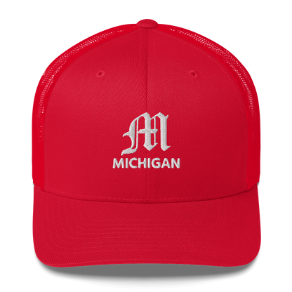 'Michigan' Trucker Hat (w/ Old English 'M')