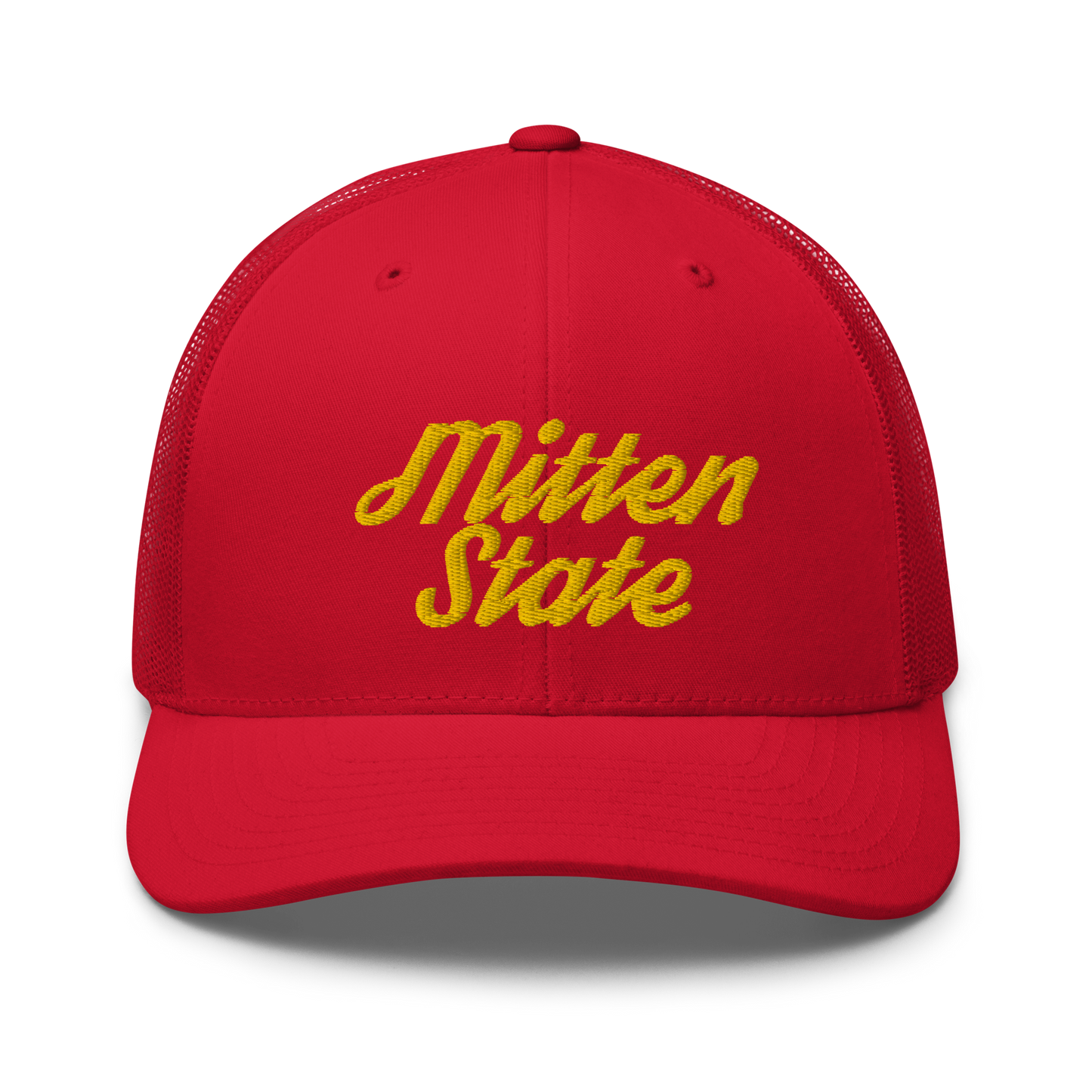 Michigan 'Mitten State' Trucker Hat (Script Font) | Gold Embroidery