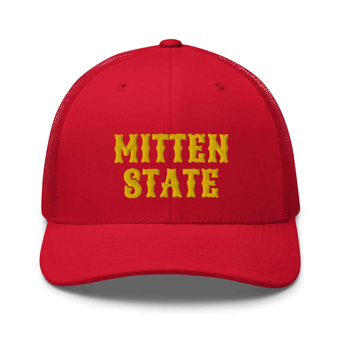 Michigan 'Mitten State' Trucker Hat (Western Font) | Gold Embroidery