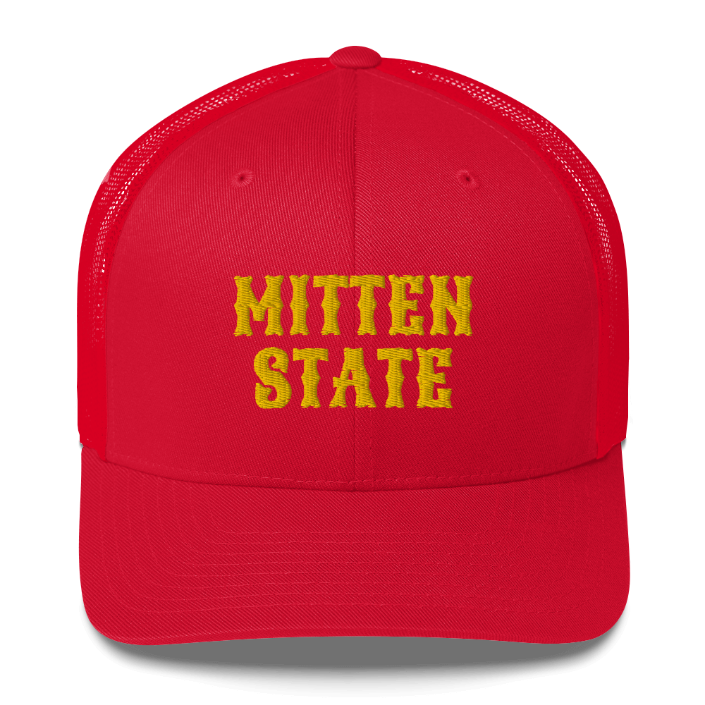 Michigan 'Mitten State' Trucker Hat (Western Font) | Gold Embroidery