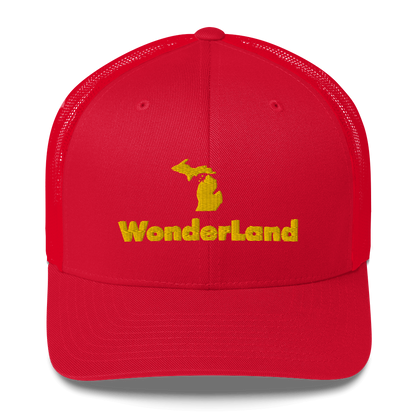 Michigan 'Wonderland' Trucker Hat (Geometric Sans Font) | Gold Embroidery