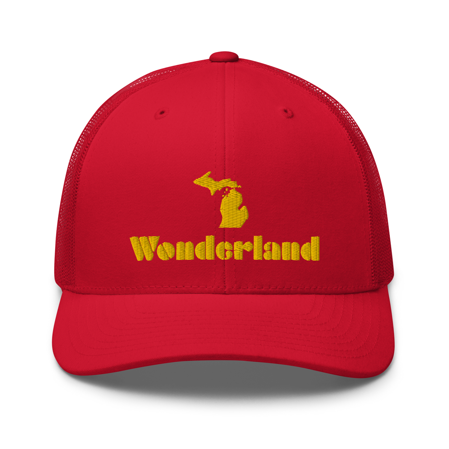 Michigan 'Wonderland' Trucker Hat (Art Deco Font) | Gold Embroidery