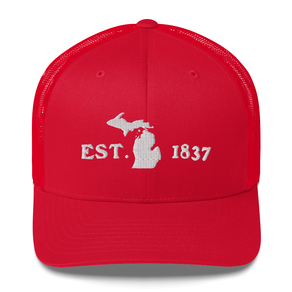 Michigan 'EST 1837' Trucker Hat (Woodcut Font)