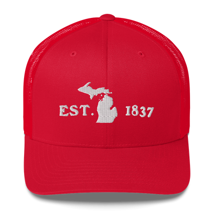 Michigan 'EST 1837' Trucker Hat (Woodcut Font)