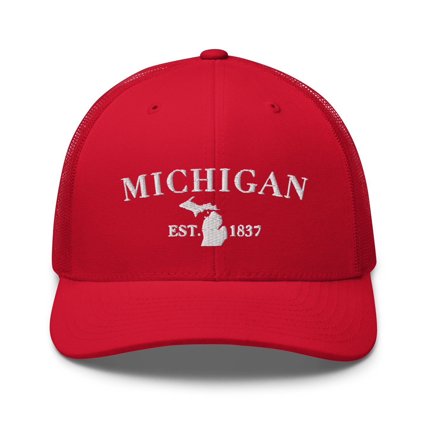 'Michigan EST 1837' Trucker Hat (Didone Font)