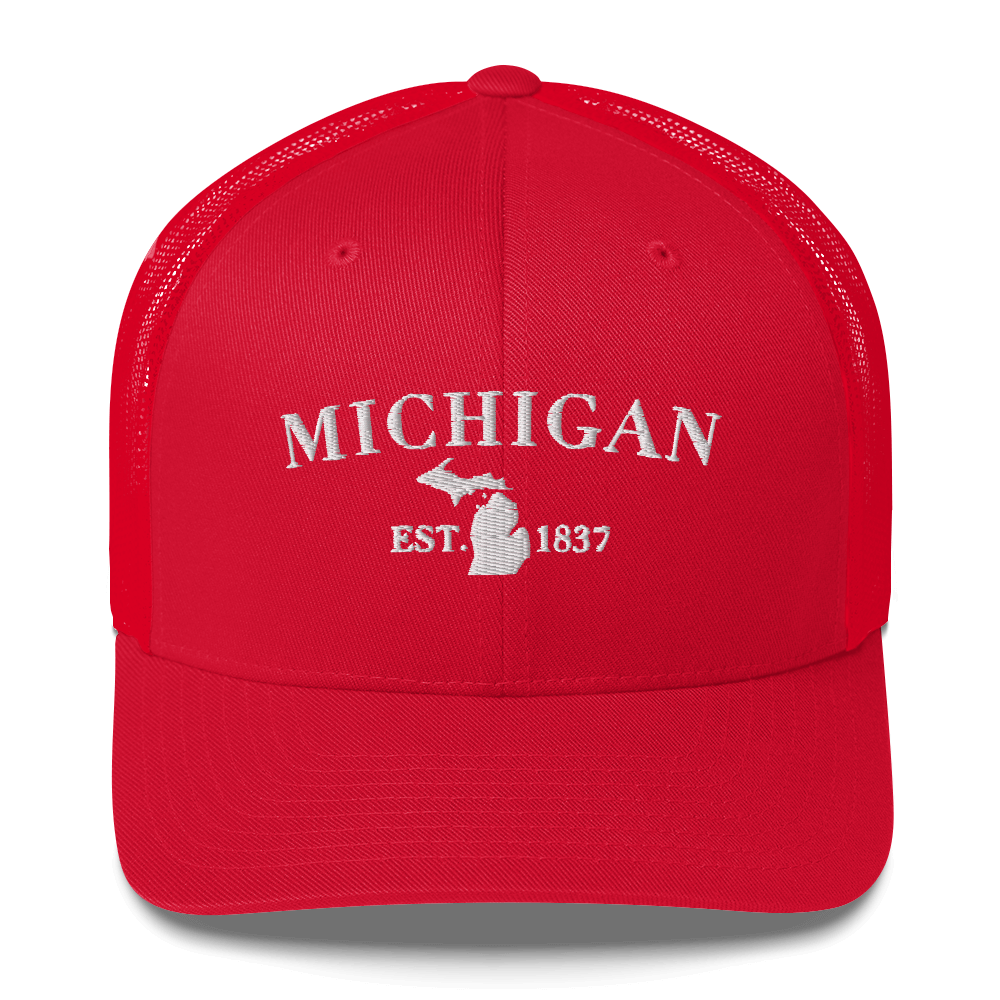 'Michigan EST 1837' Trucker Hat (Didone Font)