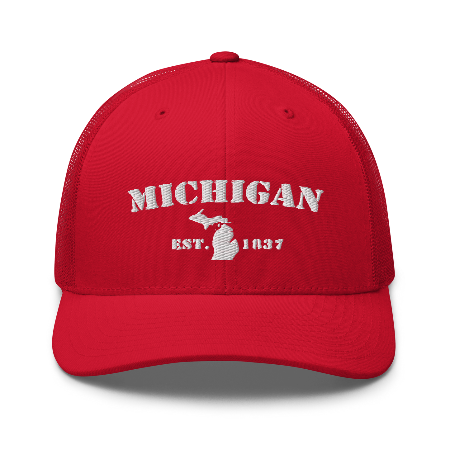 'Michigan EST 1837' Trucker Hat (Army Font)