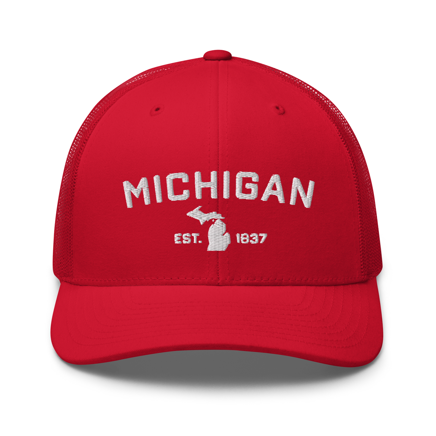 'Michigan EST 1837' Trucker Hat (Athletic Font)