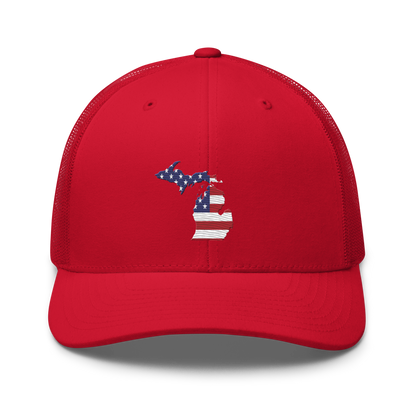 State of Michigan Trucker Hat (w/ USA Flag Outline)