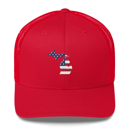 State of Michigan Trucker Hat (w/ USA Flag Outline)