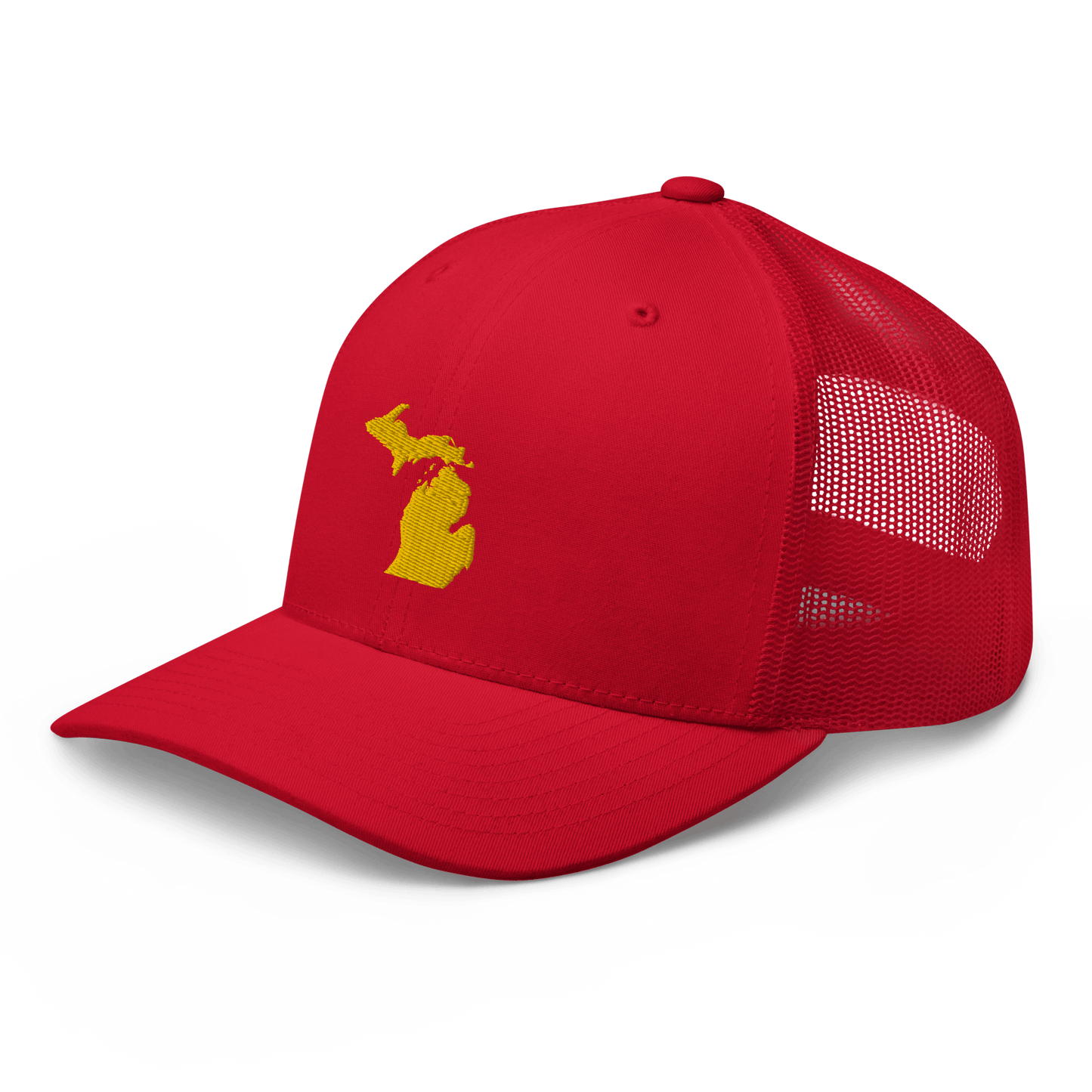 Michigan Trucker Hat (w/ Michigan Outline) | Gold Embroidery - Circumspice Michigan