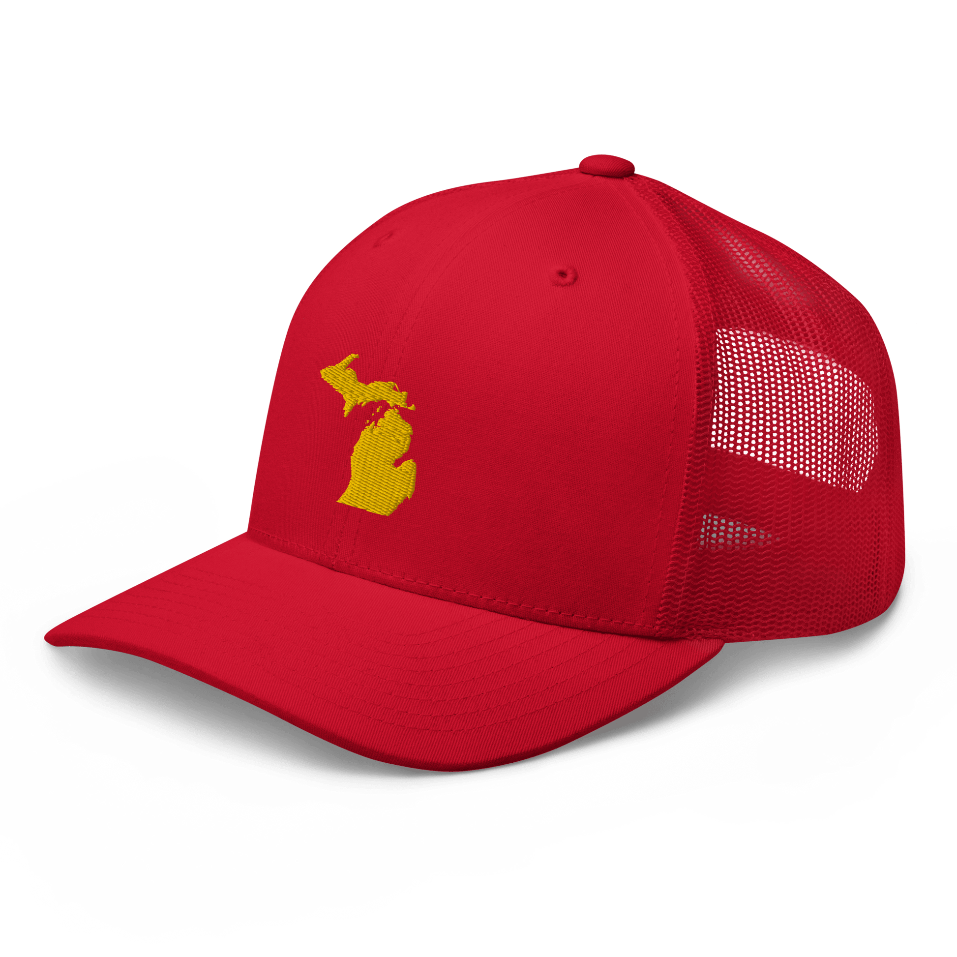 Michigan Trucker Hat (w/ Michigan Outline) | Gold Embroidery - Circumspice Michigan