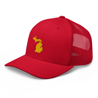 Michigan Trucker Hat (w/ Michigan Outline) | Gold Embroidery - Circumspice Michigan