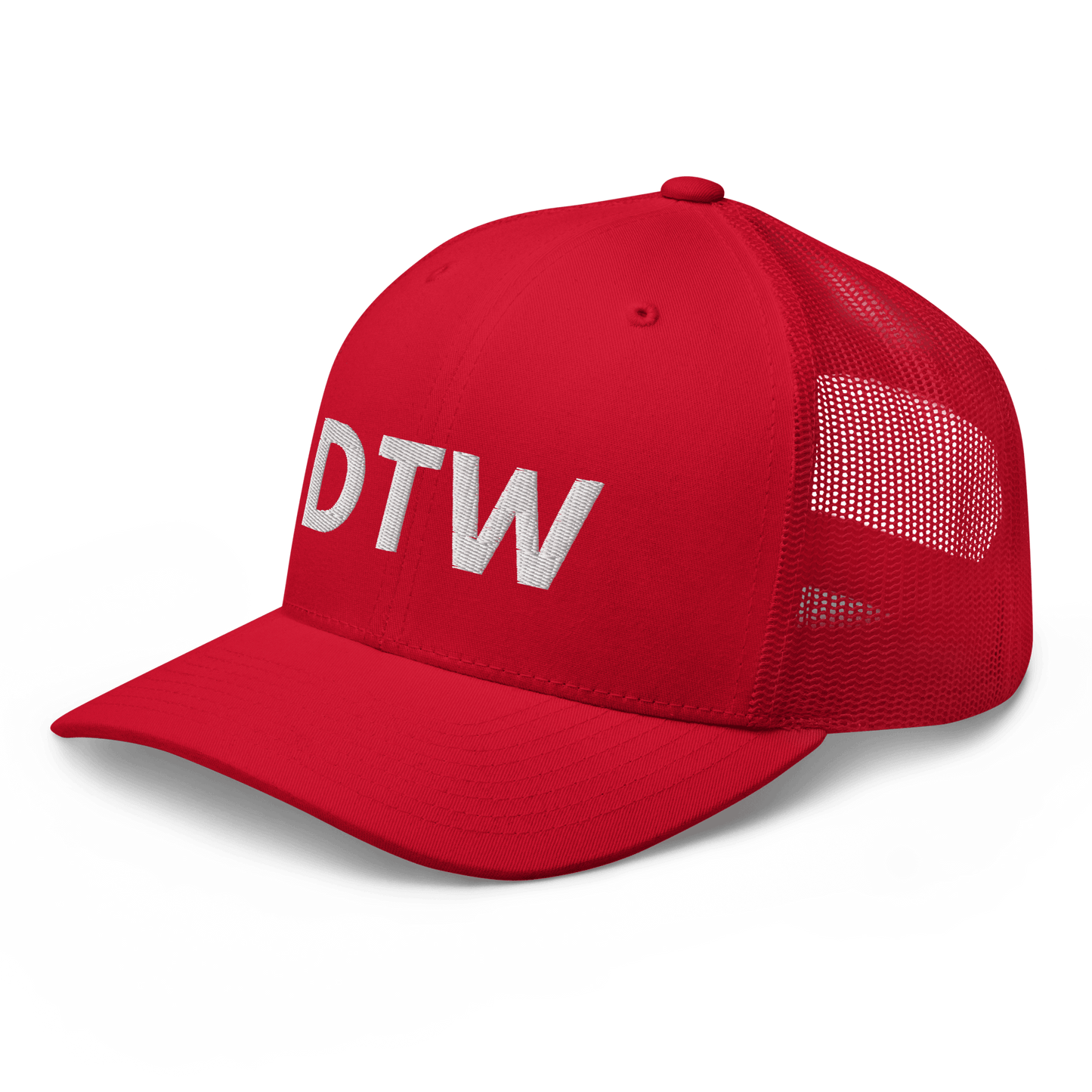 Detroit 'DTW' Trucker Hat | White/Black Embroidery - Circumspice Michigan