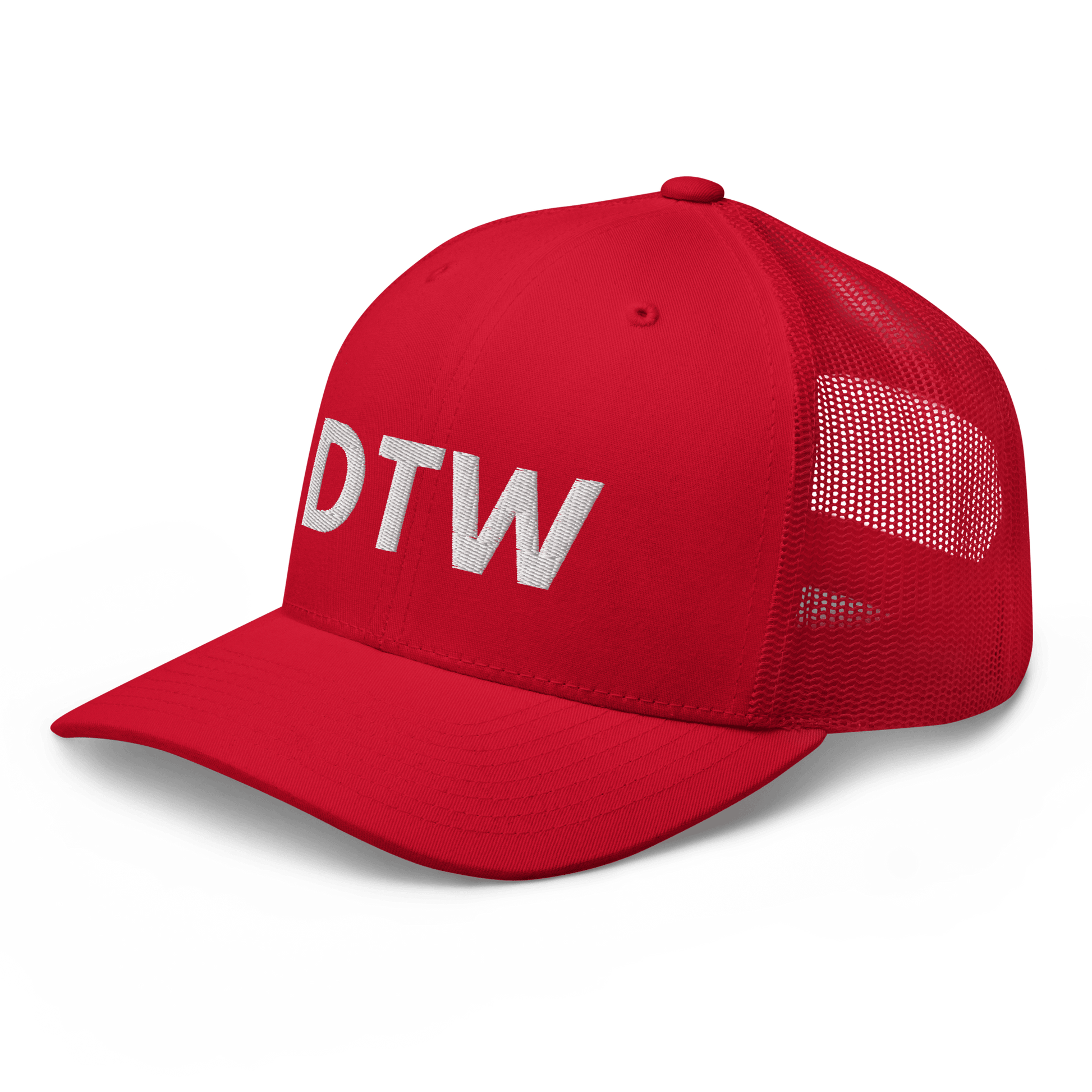 Detroit 'DTW' Trucker Hat | White/Black Embroidery - Circumspice Michigan