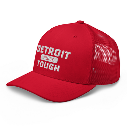 'Built Detroit Tough' Trucker Hat | White/Black Embroidery