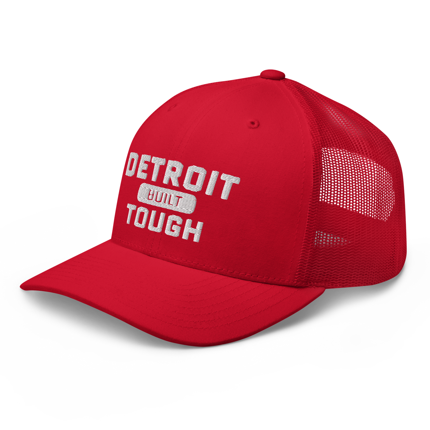 'Built Detroit Tough' Trucker Hat | White/Black Embroidery