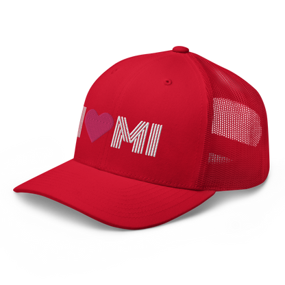 Michigan 'I ❤️ MI' Trucker Hat (Metalpress Font)