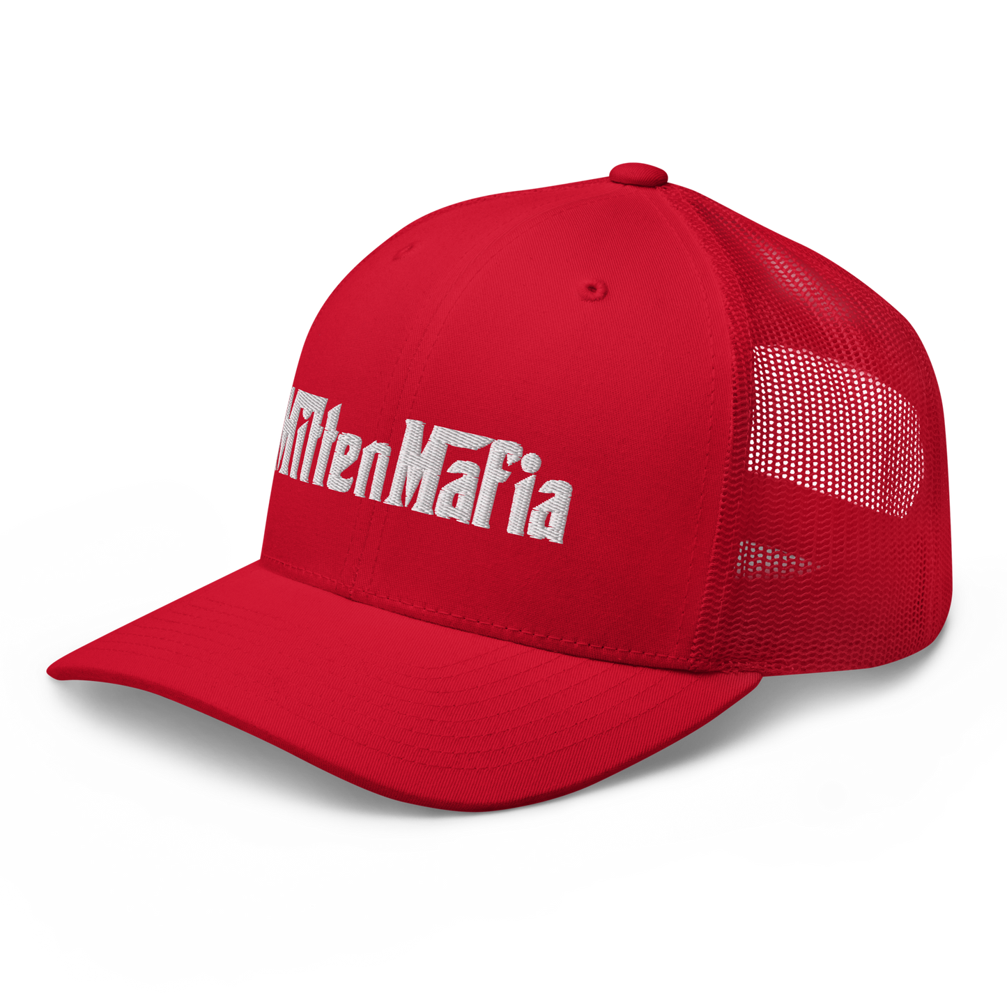 Michigan 'MittenMafia' Trucker Hat (Gangster Font) White/Black Embroidery