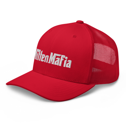 Michigan 'MittenMafia' Trucker Hat (Gangster Font) White/Black Embroidery