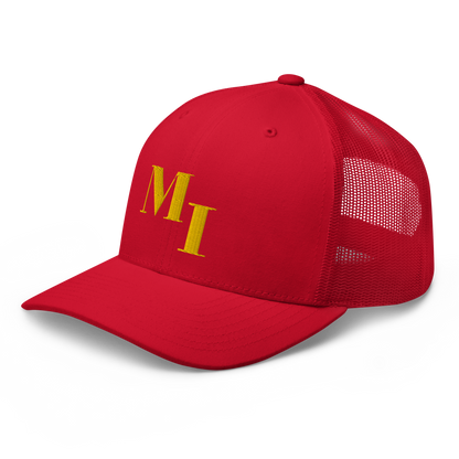 Michigan 'MI' Trucker Hat (Didone Logotype) | Gold Embroidery