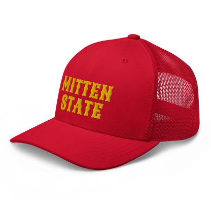 Michigan 'Mitten State' Trucker Hat (Western Font) | Gold Embroidery