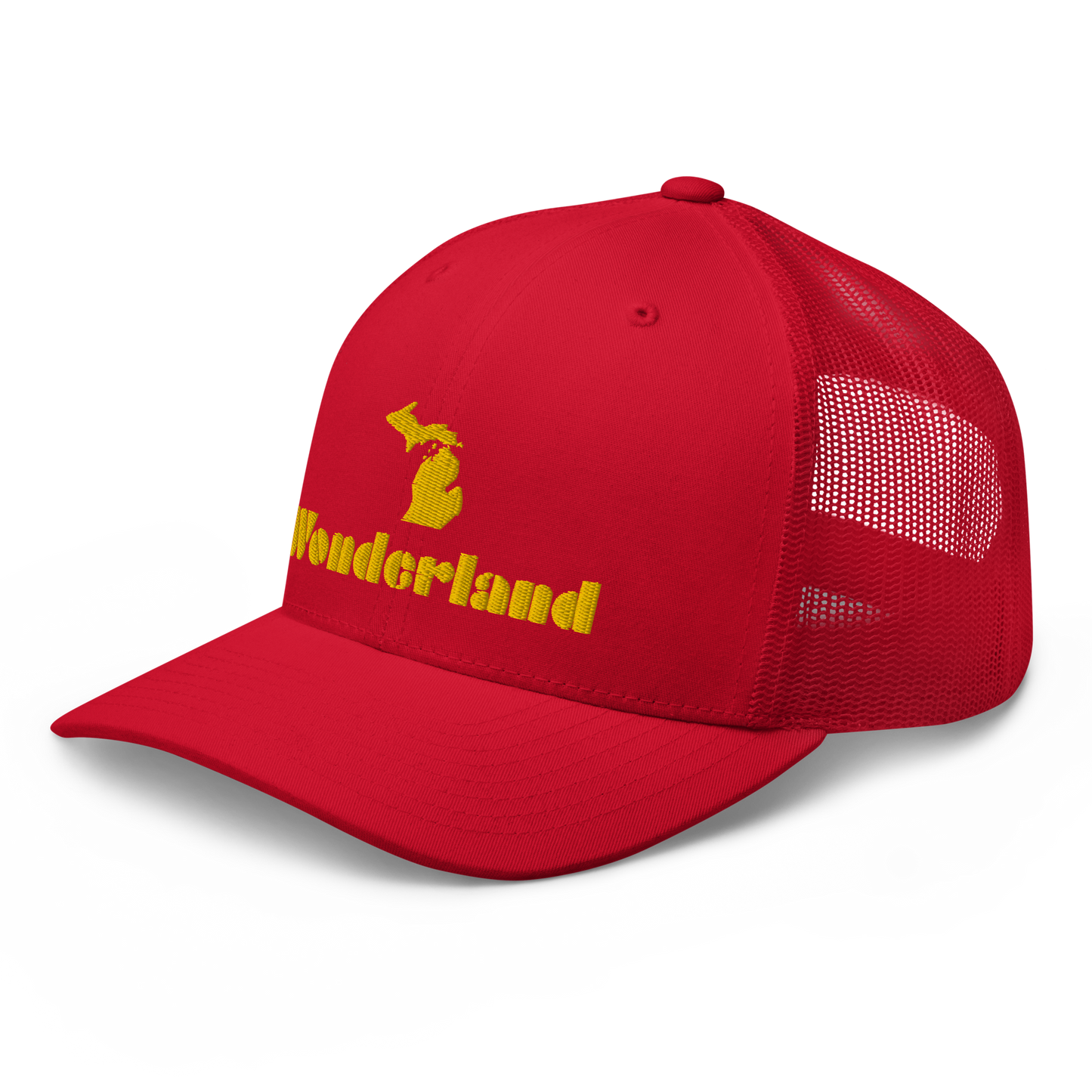 Michigan 'Wonderland' Trucker Hat (Art Deco Font) | Gold Embroidery