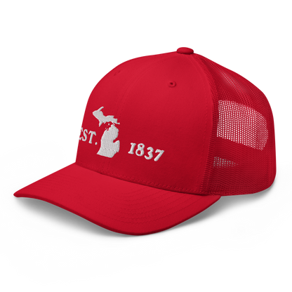 Michigan 'EST 1837' Trucker Hat (Woodcut Font)