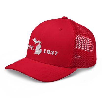 Michigan 'EST 1837' Trucker Hat (Army Font)