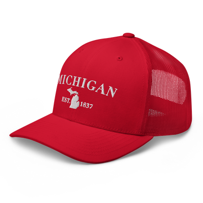 'Michigan EST 1837' Trucker Hat (Didone Font)