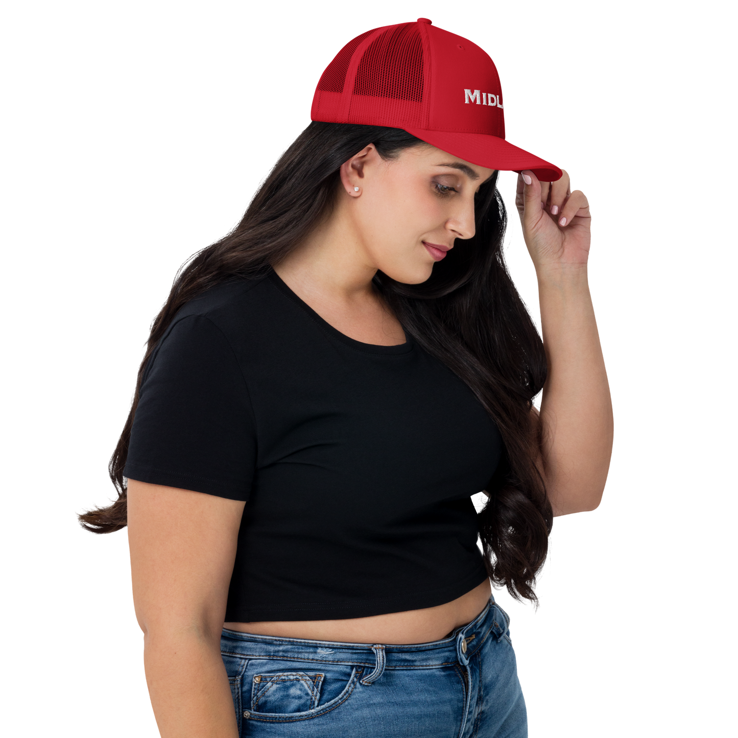 'Midland' Trucker Hat | White/Red Embroidery