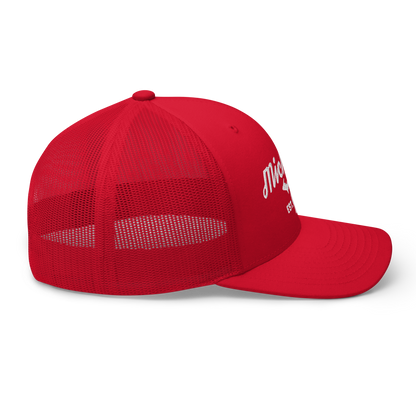 'Michigan EST 1837' Trucker Hat (Script Font)