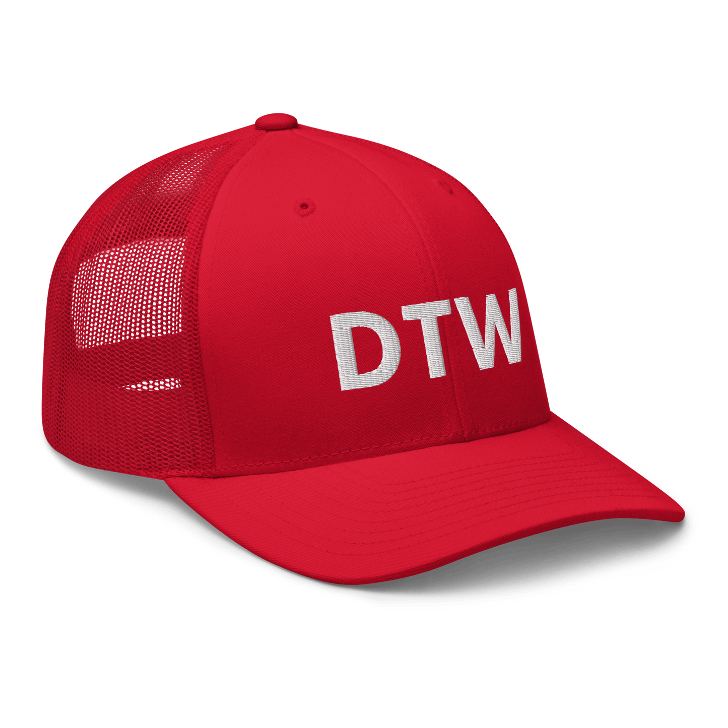 Detroit 'DTW' Trucker Hat | White/Black Embroidery - Circumspice Michigan