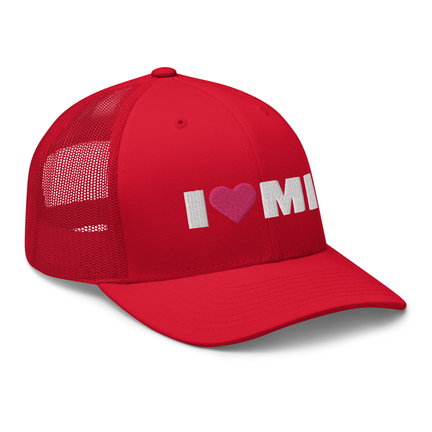 Michigan 'I ❤️ MI' Trucker Hat (French Olive Font)