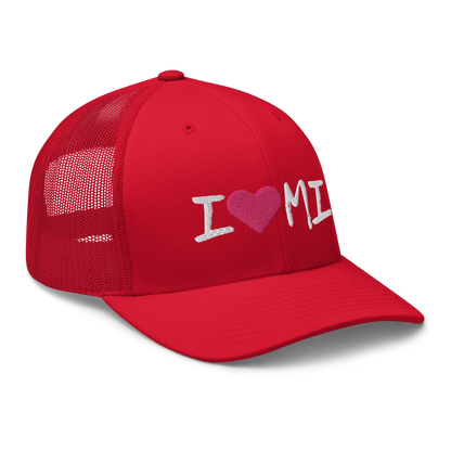 Michigan 'I ❤️ MI' Trucker Hat (Brush Font)