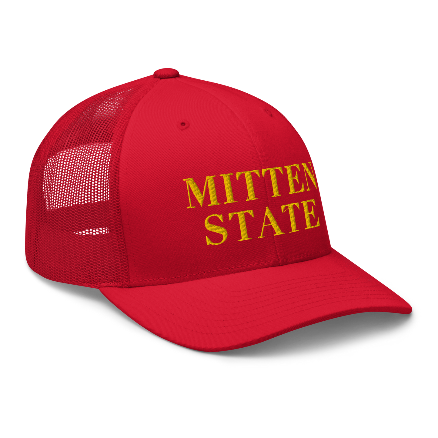 Michigan 'Mitten State' Trucker Hat (Didone Font) | Gold Embroidery