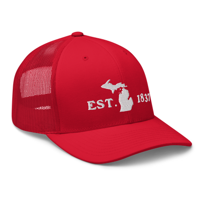 Michigan 'EST 1837' Trucker Hat (Woodcut Font)