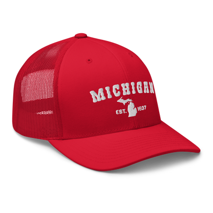 'Michigan EST 1837' Trucker Hat (Western Font)