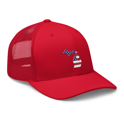 State of Michigan Trucker Hat (w/ USA Flag Outline)