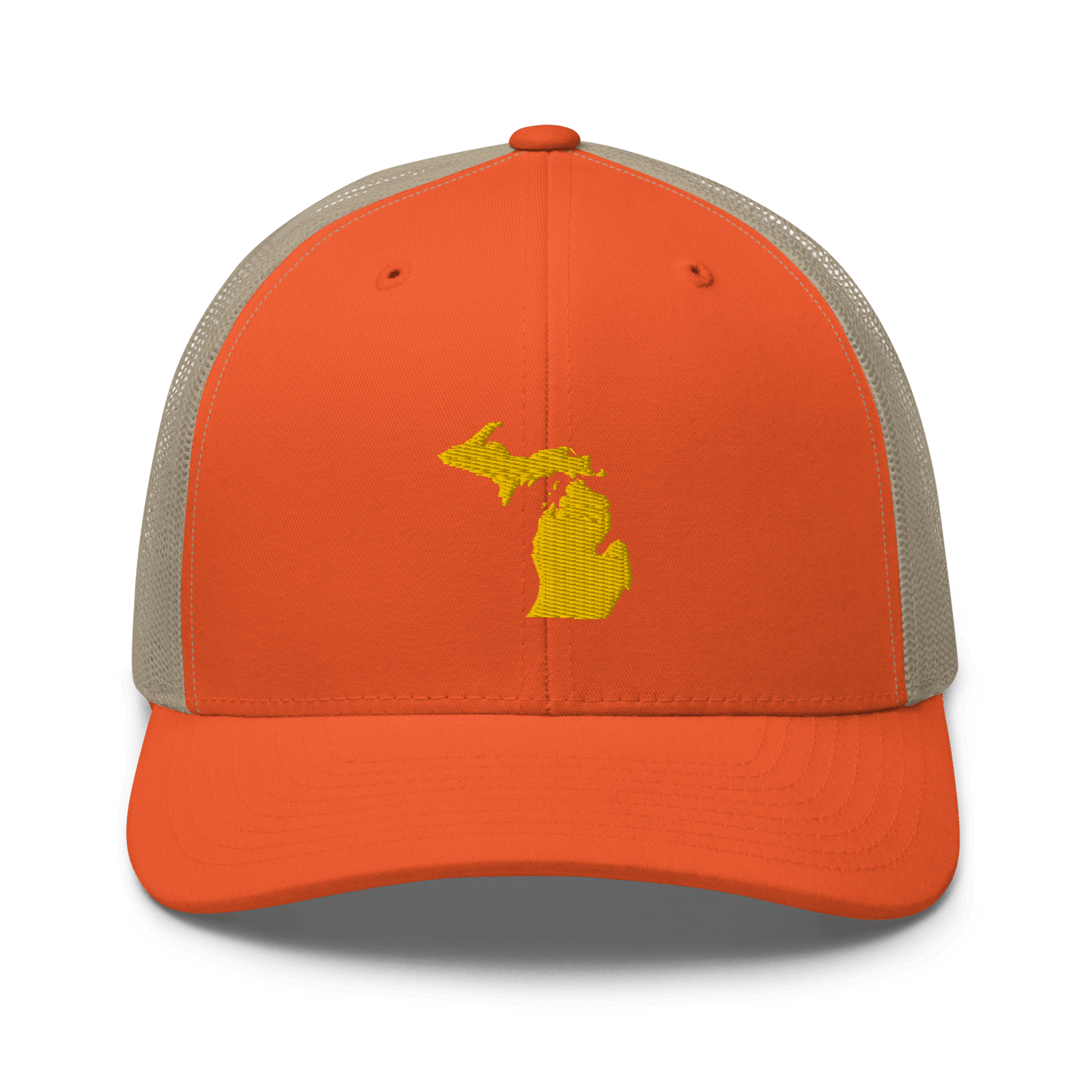 Michigan Trucker Hat (w/ Michigan Outline) | Gold Embroidery - Circumspice Michigan