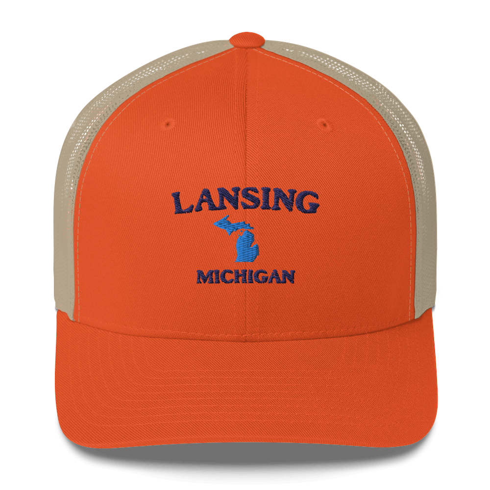 'Lansing Michigan' Trucker Hat (w/ Michigan Outline)