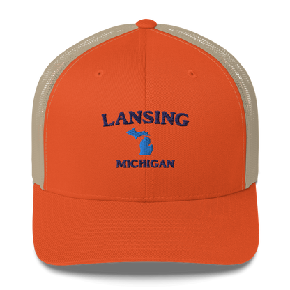 'Lansing Michigan' Trucker Hat (w/ Michigan Outline)